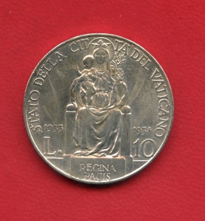 1933/1934 - VATICANO - 10 LIRE ARGENTO PAPA PIO IX° - LOTTO/M31069A