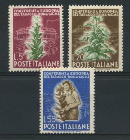 1950 - LOTTO/12766 - REPUBBLICA - CONFERENZA TABACCO 3v. - NUOVI