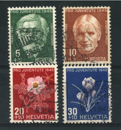 1945 - LOTTO/15255 - SVIZZERA - PRO JUVENTUTE 4v. - usati