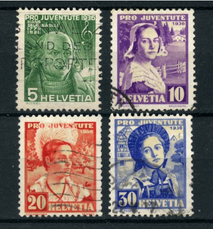 1936 - LOTTO/22269 - SVIZZERA - PRO JUVENTUTE 4v. - USATI