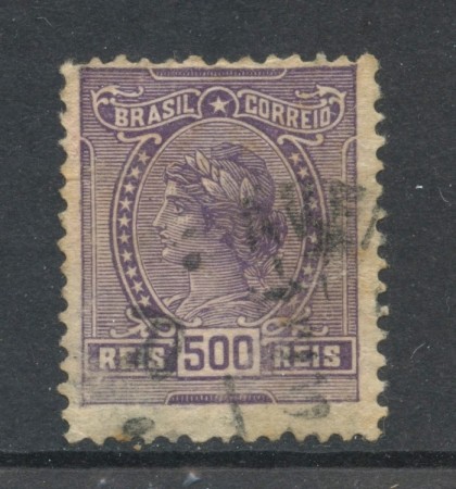 1918 - BRASILE - 500r. VIOLETTO CON FILIGRANA - USATO - LOTTO/28861