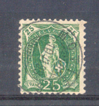 1882 - LOTTO/9907 - SVIZZERA - 25c. VERDE HELVETIA - USATO