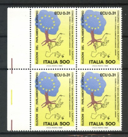 1989 - REPUBBLICA - PARLAMENTO EUROPEO - QUARTINA NUOVI - LOTTO/6921Q