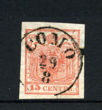 1852 - LOMBARDO VENETO - LOTTO/48311 - 15 CENT. ROSSO  CHIARO USATO  COMO