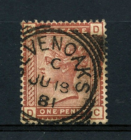 1880 - LOTTO/12299 - GRAN BRETAGNA - 1p. BRUNO ROSSO POS. CD - USATO