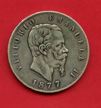 1877 - REGNO - LOTTO/M39823 - 5 LIRE ARGENTO VITT. EMANUELE II°