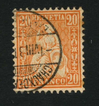 1862 - LOTTO/16324A - SVIZZERA - 20c. ARANCIO HELVETIA - USATO