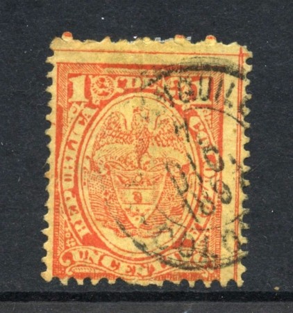 1892 - COLOMBIA -  1c. ROSSO SU GIALLO - USATO - LOTTO/28826