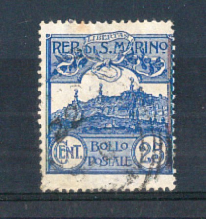 1903 - LOTTO/38U - SAN MARINO - 25c. AZZURRO VEDUTA USATO