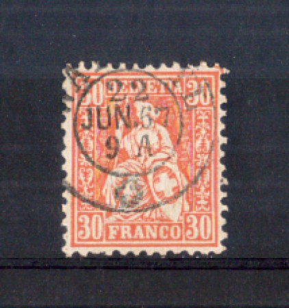 1862 - LOTTO/11362 - SVIZZERA - 30 CENT. VERMIGLIO - USATO