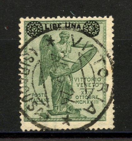 1921 - REGNO D'ITALIA - LOTTO/37923 - 1 LIRA SU 25c. ANNIVERSARIO VITTORIA -  USATO