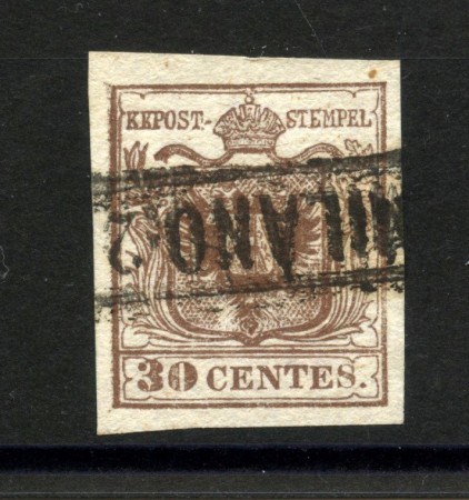 1850 - LOMBARDO VENETO - LOTTO/40497 - 30 Centesimi BRUNO I° TIPO - USATO MILANO