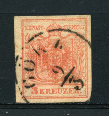 1850 - LOTTO/14094 - AUSTRIA  3 Kr. VERMIGLIO - ANNULLO CORZ