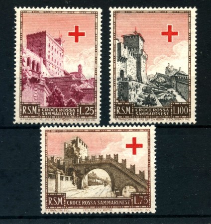 1951 - SAN MARINO - PRO CROCE ROSSA 3v. - LINGUELLATI - LOTTO/27222