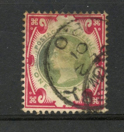 1887 - LBF/2495  -GRAN BRETAGNA - 1s. ROSSO VERDE