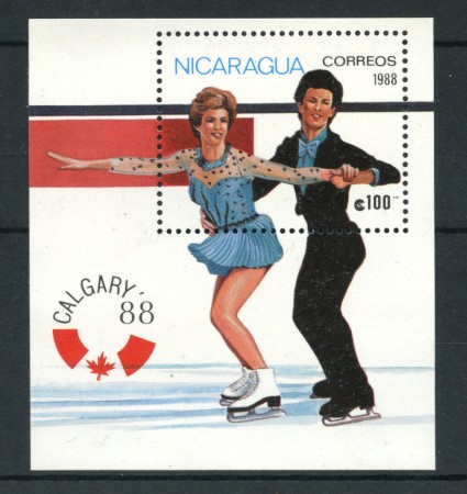 1988 - NICARAGUA - LOTTO/20141 - OLIMPIADI DI CALGARY - FOGLIETTO