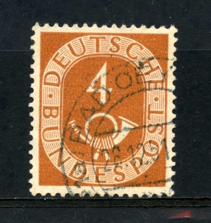 1951 - GERMANIA - 4p.BRUN0 GIALLO CORNO DI POSTA - USATO - LOTTO/30763