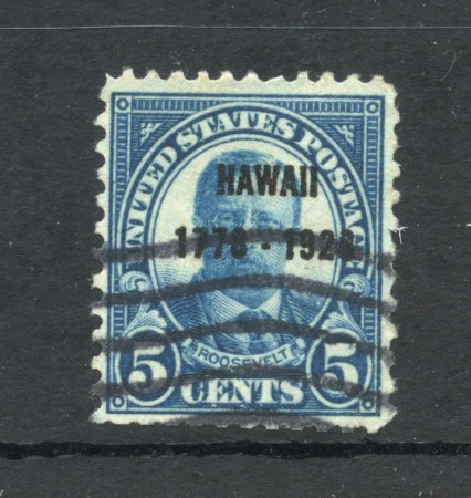 1928 - STATI UNITI - LOTTO/43572 - 5 CENT. AZZURRO SCOPERTA DELLE HAWAII - USATO