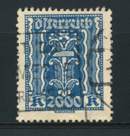 1923/24 - LOTTO/14250 - AUSTRIA - 2000 Kr. AZZURRO - USATO