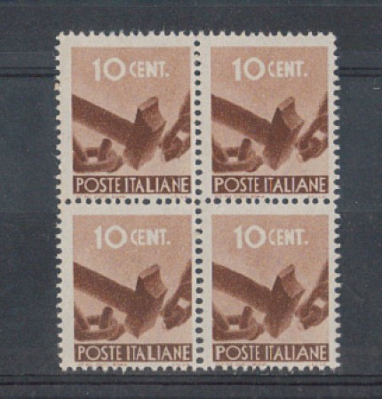1945 - LOTTO/5984Q - REPUBBLICA - 10c. DEMOCRATICA - QUARTINA