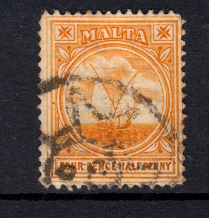 1907 - LOTTO/14454 - MALTA - 4,5p. ARANCIO VEDUTA - USATO