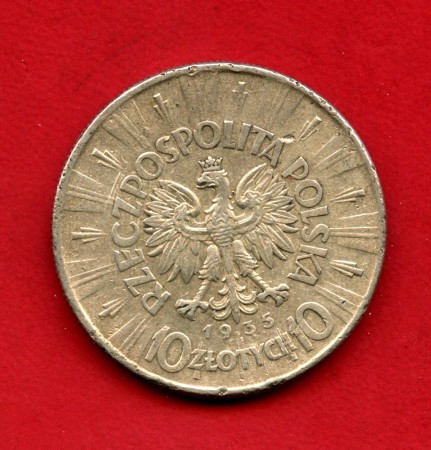 1935 - POLONIA - LOTTO/M47552 - 10 ZLOTYCH ARGENTO PILSUDSKI