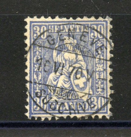 1867/78 - SVIZZERA - LOTTO/40617 - 30 CENT. OLTREMARE - USATO