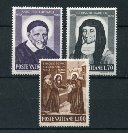 1960 - LOTTO/5873 - VATICANO - S.VINCENZO E S. DE MARILLAC 3v. - NUOVI