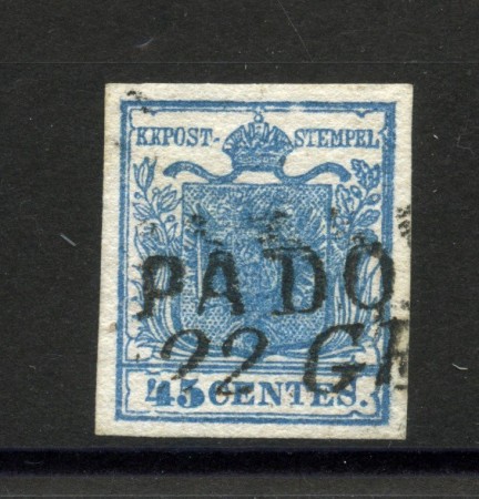 1851/52 - LOMBARDO VENETO - LOTTO/40512 - 45 Centesimi  AZZURRO  SCURO - USATO  PADOVA