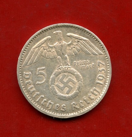 1937 - GERMANIA - 5 MARCHI HINDENBURG ARGENTO - ZECCA G - LOTTO/M30479