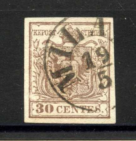 1855 - LOMBARDO VENETO - LOTTO/40992 - 30 CENT. BRUNO  III° TIPO - USATO