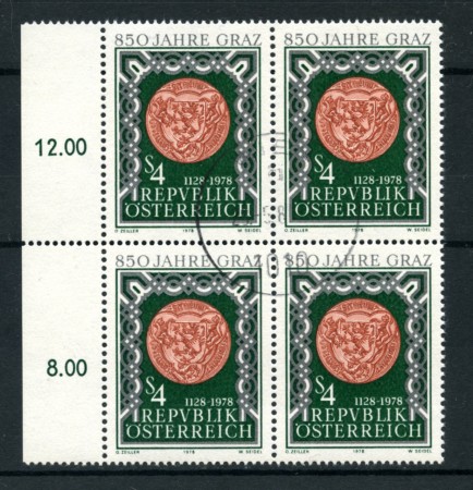 1978 - LOTTO/16399QU - AUSTRIA - CITTA' DI GRAZ - QUARTINA USATA