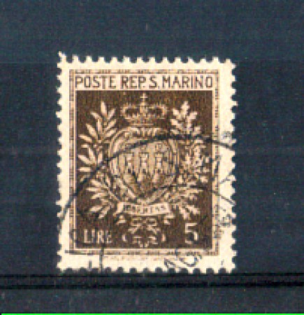 1945 - LOTTO/RSM289U - SAN MARINO - 5 LIRE STEMMI USATO