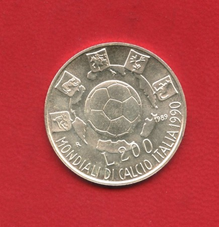 1989 - REPUBBLICA - 200 LIRE ARGENTO MONDIALI DI CALCIO - LOTTO/M34270
