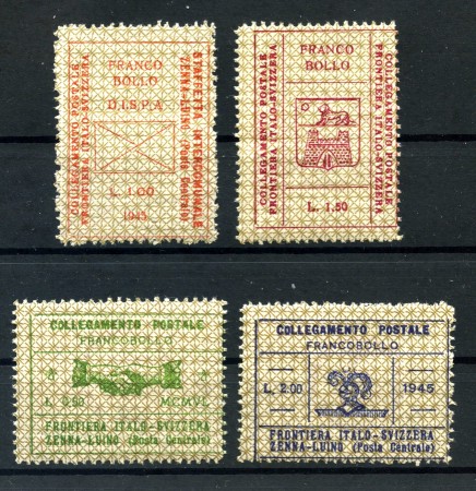 1945 - LUOGOTENENZA - COLLEGAMENTO POSTALE FRONTIERA ITALO SVIZZERA 4v. - NUOVI