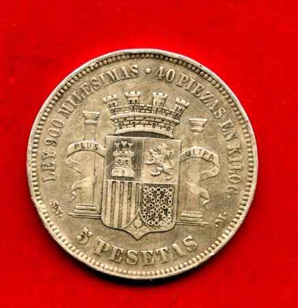 1870 - SPAGNA - LOTTO/M48579 - 5 PESETAS ARGENTO  GOVERNO PROVVISORIO