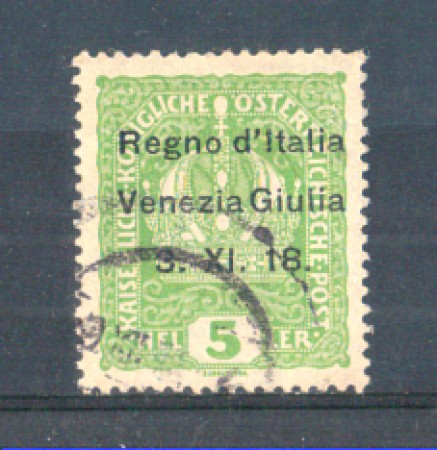 1918 - LOTTO/VNG2U - VENEZIA GIULIA  -  5h. VERDE USATO