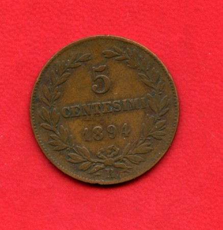 1894 - SAN MARINO - 5 CENTESIMI RAME - LOTTO/M15283