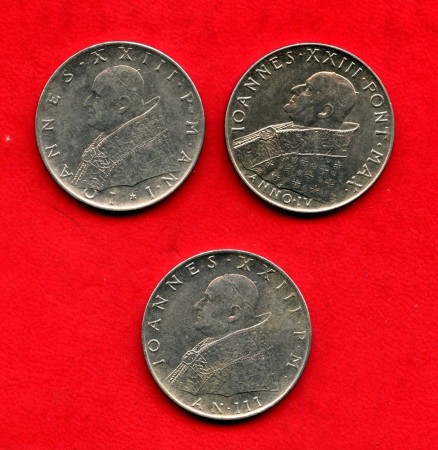 1959/1961/1962 - VATICANO - LOTTO/M48067 - INSIEME DI 3 MONETE DA 100 LIRE DI PAPA GIOVANNI XXIII°