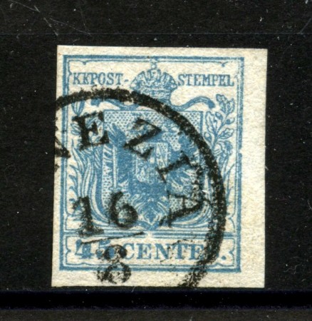 1853 - LOMBARDO VENETO - LOTTO/40513 - 45 Centesimi AZZURRO ARDESIA TIPO II° - USATO VENEZIA