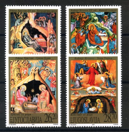 2001 - JUGOSLAVIA - NATALE AFFRESCHI 4v. - NUOVI - LOTTO/35563
