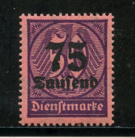 1923 - GERMANIA REICH SERVIZI -  75 su 50m. VIOLETTO SU ROSA - NUOVO - LOTTO/29265