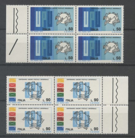 1974 - LOTTO/6611Q - REPUBBLICA - CENTENARIO U.P.U - QUARTINE