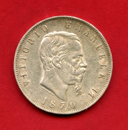 1870 - REGNO - LOTTO/M48205 - 5 LIRE ARGENTO RE VITTORIO EMANUELE II°