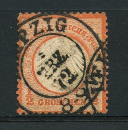 1872 - LOTTO/12556 - GERMANIA IMPERO - 1/2 g. ROSSO ARANCIO - USATO