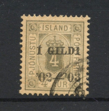1902 - ISLANDA - LOTTO/47981 - 4a. ROSA E GRIGIO SOPRASTAMPATO 1 GILDI - USATO