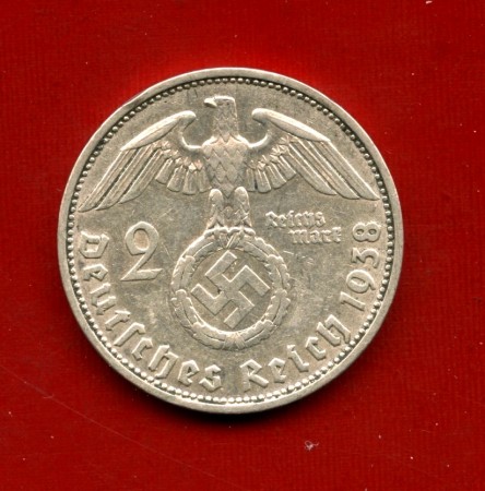 1938 - GERMANIA REICH - 2 MARCHI ARGENTO HINDENBURG - ZECCA D - LOTTO/M30468