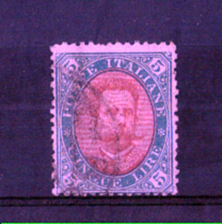 1889 - LOTTO/REG49UOR - REGNO -  5 LIRE VERDE CARMINIO - USATO