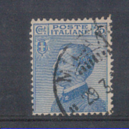 1908 - LOTTO/REG83U - REGNO - 25c. AZZURRO - USATO