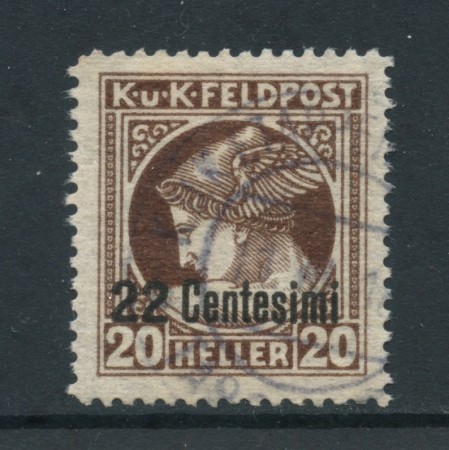 1918 - LOTTO/28652 -  ITALIA OCCUPAZ. AUSTRIACA - 22c. su 20h. GIORNALI - USATO - 